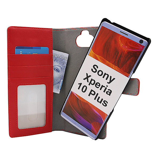 Skimblocker Magnet Wallet Sony Xperia 10 Plus Röd