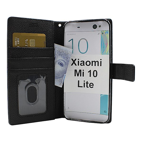 New Standcase Wallet Xiaomi Mi 10 Lite (Svart) Ljusblå