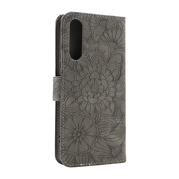 Flower Standcase Wallet Sony Xperia 10 V 5G Grå