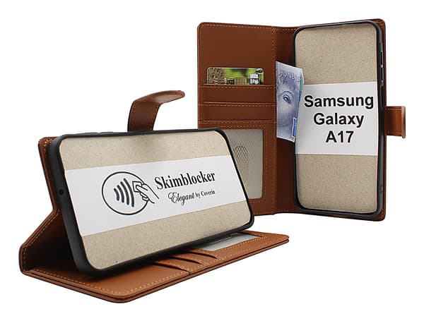 Skimblocker Samsung Galaxy A17 Plånboksfodral Brandy