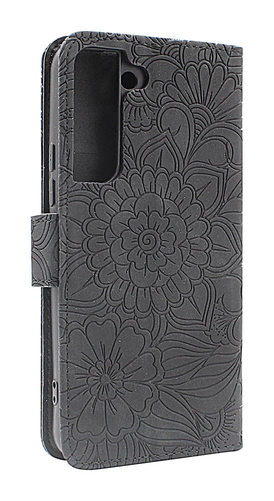 Flower Standcase Wallet Samsung Galaxy S22 5G Svart