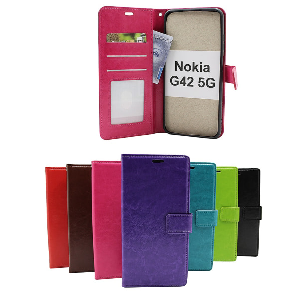 Crazy Horse Wallet Nokia G42 5G Hotpink