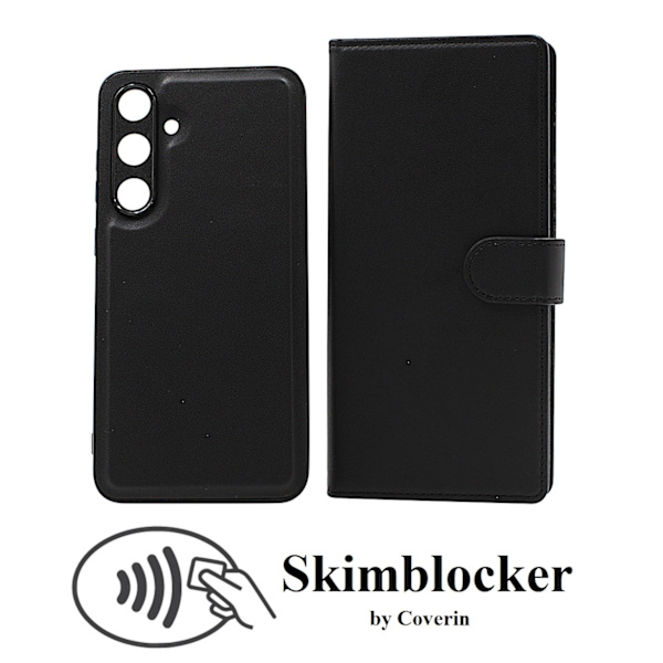 Skimblocker Samsung Galaxy S24 FE Magnet Plånboksfodral Mörkröd