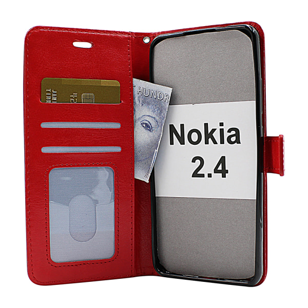 Crazy Horse Wallet Nokia 2.4 Röd