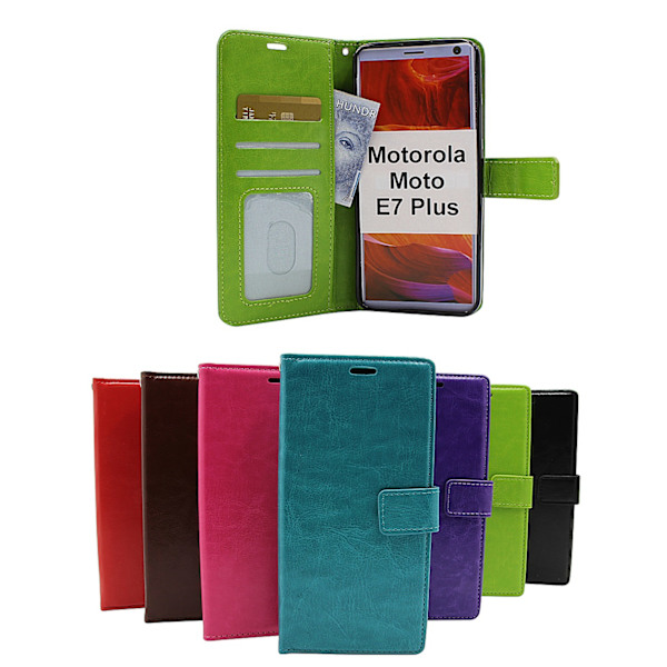 Crazy Horse Wallet Motorola Moto E7 Plus (Svart) Grön
