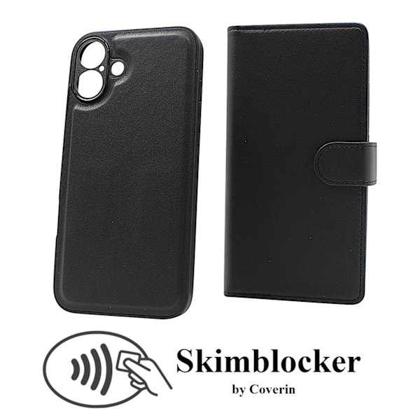 Skimblocker iPhone 16 Plus XL Magnet Plånboksfodral Svart