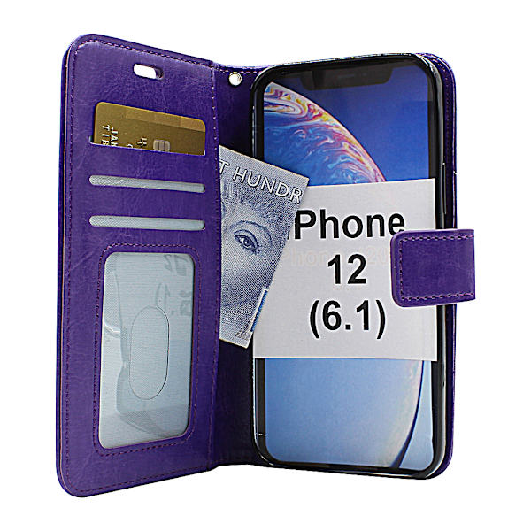 Crazy Horse Wallet iPhone 12 (6.1) (Svart) Grön