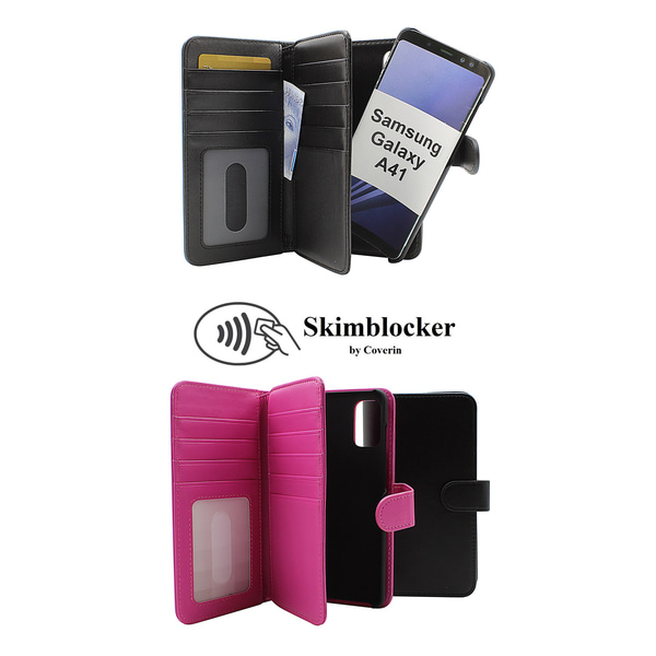 Skimblocker XL Magnet Wallet Samsung Galaxy A41 Svart