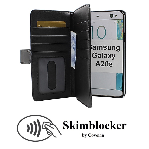 Skimblocker XL Wallet Samsung Galaxy A20s (A207F/DS) (Svart)