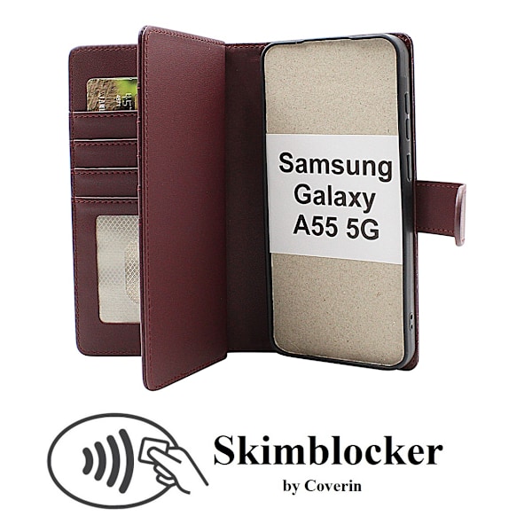 Skimblocker XL Wallet Samsung Galaxy A55 5G Mörkröd