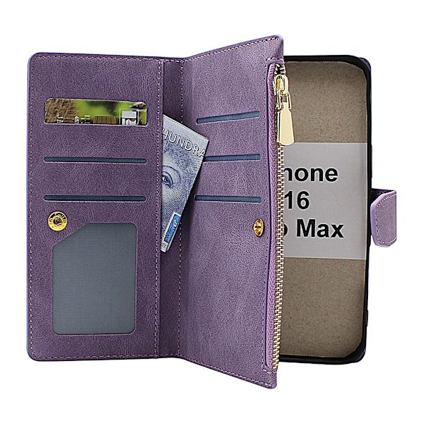 XL iPhone 16 Pro Max Lyx Plånboksfodral Marinblå