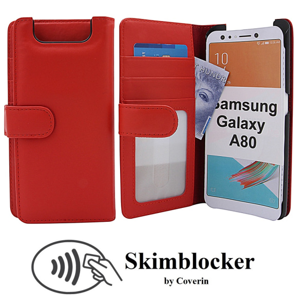 Skimblocker Plånboksfodral Samsung Galaxy A80 (A805F/DS) Röd