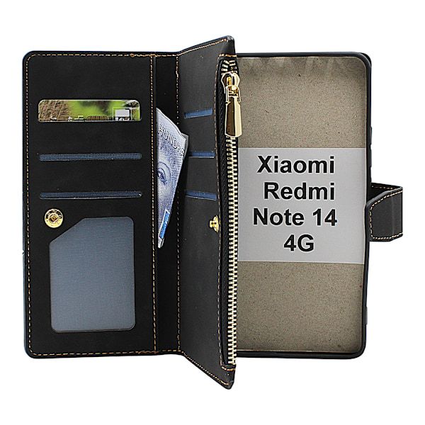 XL Xiaomi Redmi Note 14 4G Lyx Plånboksfodral Marinblå