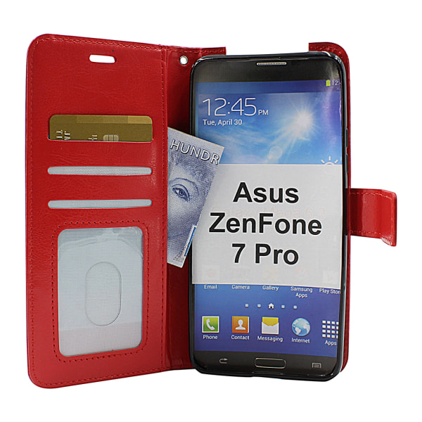 Crazy Horse Wallet Asus ZenFone 7 Pro (ZS671KS) (Svart) Hotpink