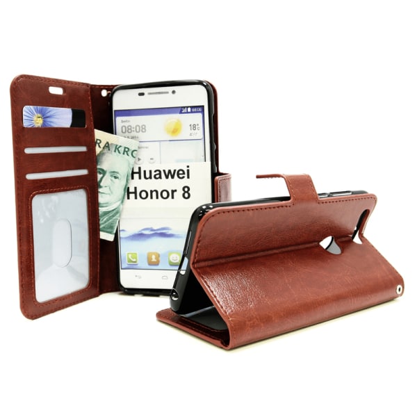 Crazy Horse Wallet Huawei Honor 8 Brun