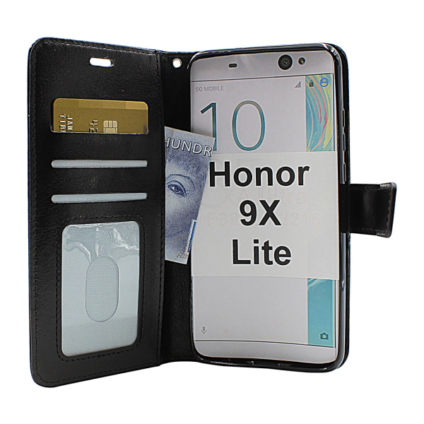 Crazy Horse Wallet Huawei Honor 9X Lite (Svart) Hotpink