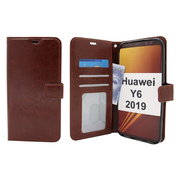 Crazy Horse Wallet Huawei Y6 2019 Svart