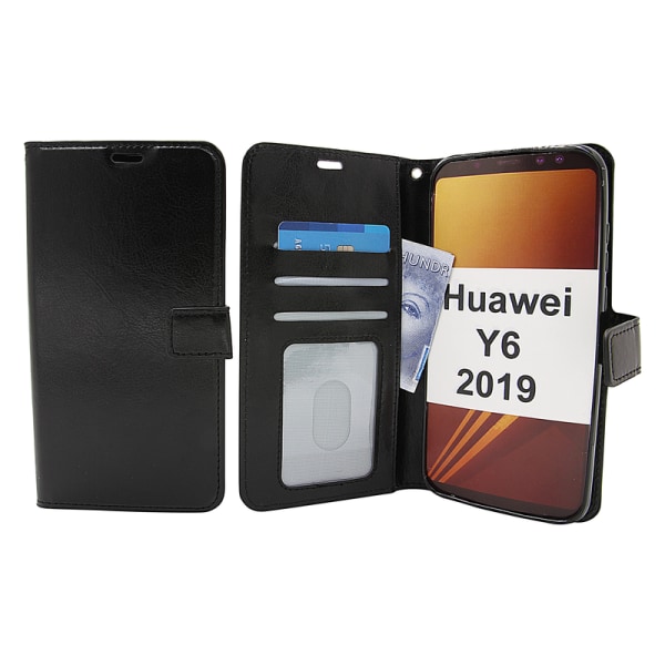 Crazy Horse Wallet Huawei Y6 2019 Svart