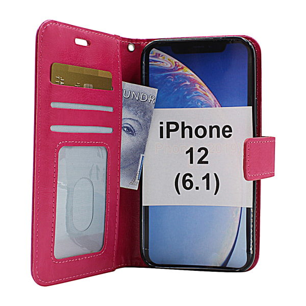 Crazy Horse Wallet iPhone 12 (6.1) (Svart) Lila