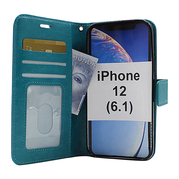 Crazy Horse Wallet iPhone 12 (6.1) (Svart) Grön