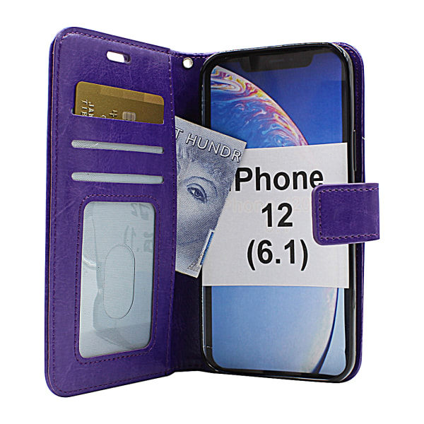 Crazy Horse Wallet iPhone 12 (6.1) (Svart) Brun