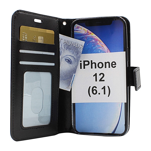 Crazy Horse Wallet iPhone 12 (6.1) (Svart) Grön