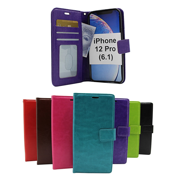 Crazy Horse Wallet iPhone 12 Pro (6.1) (Svart) Lila