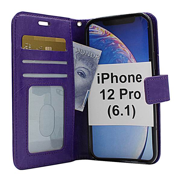 Crazy Horse Wallet iPhone 12 Pro (6.1) (Svart) Lila