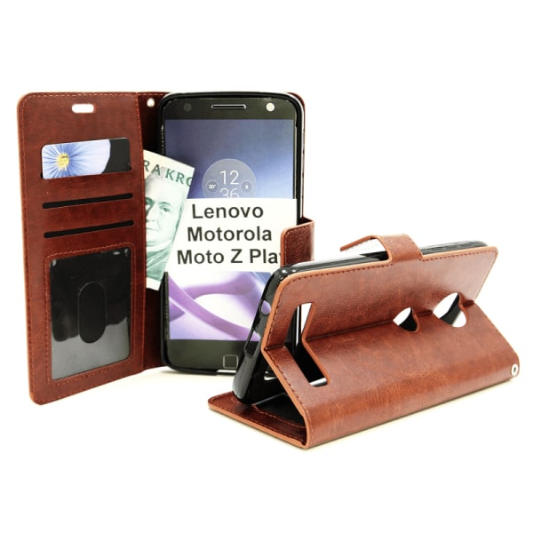 Crazy Horse Wallet Lenovo Motorola Moto Z Play Brun