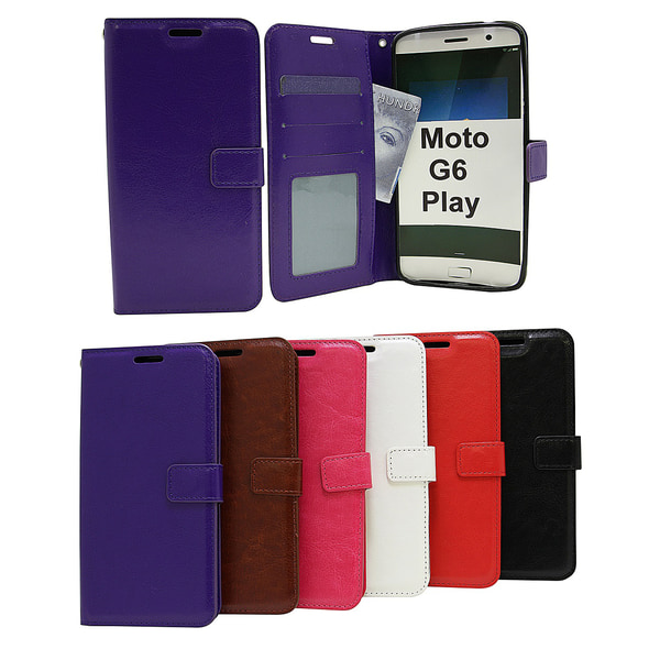 Crazy Horse Wallet Motorola Moto G6 Play Hotpink