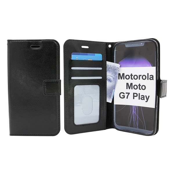 Crazy Horse Wallet Motorola Moto G7 Play Hotpink