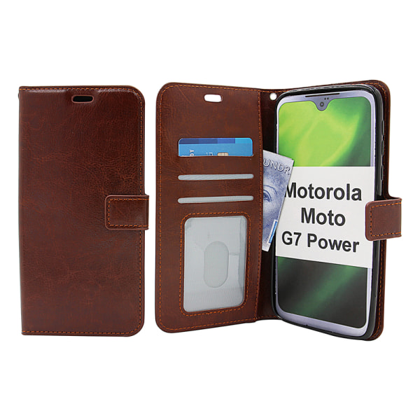 Crazy Horse Wallet Motorola Moto G7 Power Hotpink