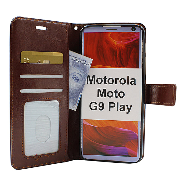 Crazy Horse Wallet Motorola Moto G9 Play (Svart) Brun