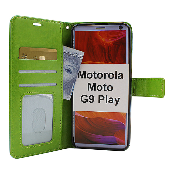 Crazy Horse Wallet Motorola Moto G9 Play (Svart) Brun