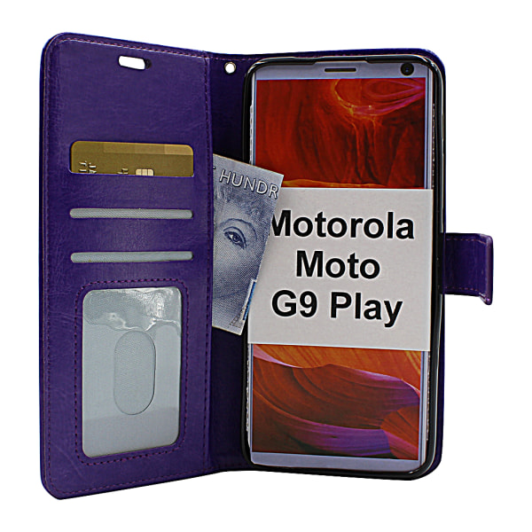 Crazy Horse Wallet Motorola Moto G9 Play (Svart) Brun