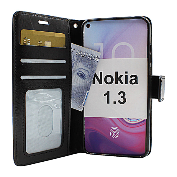 Crazy Horse Wallet Nokia 1.3 (Svart) Hotpink
