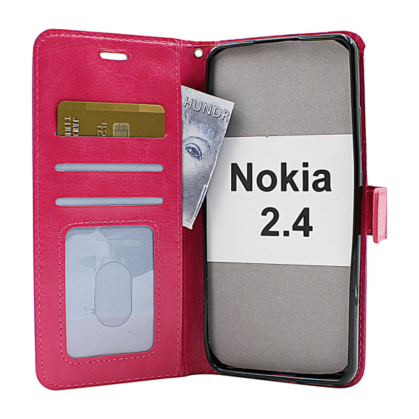 Crazy Horse Wallet Nokia 2.4 Hotpink