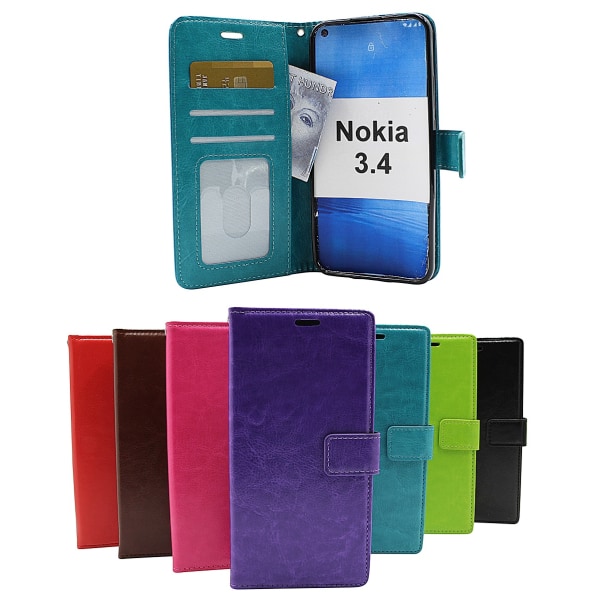 Crazy Horse Wallet Nokia 3.4 Hotpink