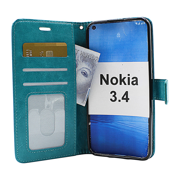 Crazy Horse Wallet Nokia 3.4 Grön