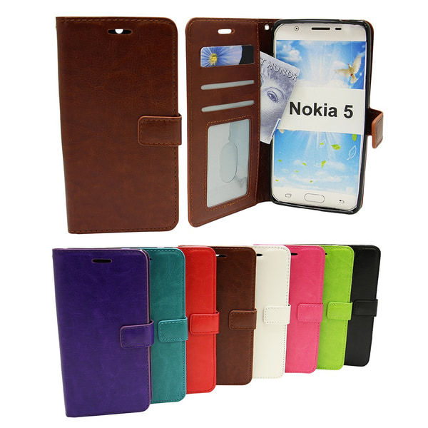 Crazy Horse Wallet Nokia 5 Vit