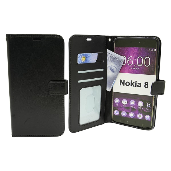 Crazy Horse Wallet Nokia 8 Svart