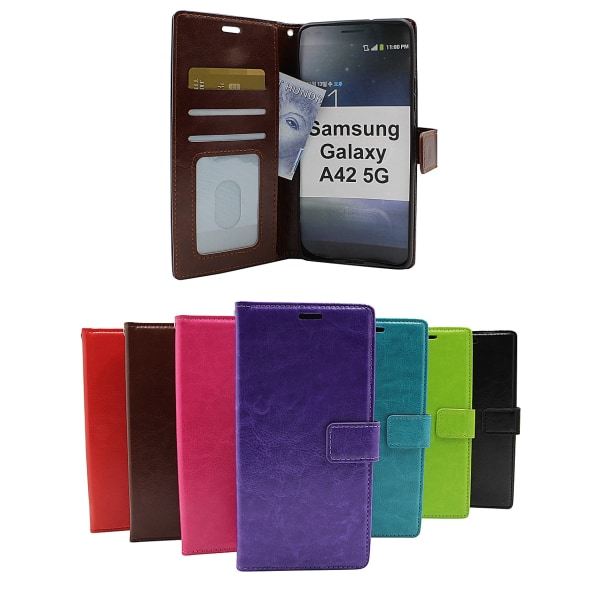 Crazy Horse Wallet Samsung Galaxy A42 5G (Svart) Lila