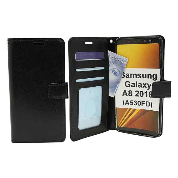 Crazy Horse Wallet Samsung Galaxy A8 2018 (A530FD) Svart