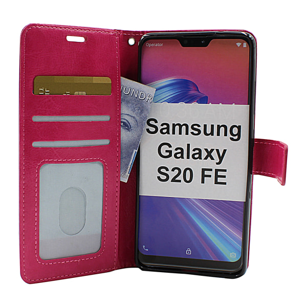 Crazy Horse Wallet Samsung Galaxy S20 FE/S20 FE 5G (Svart) Hotpink