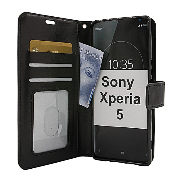 Crazy Horse Wallet Sony Xperia 5 Turkos