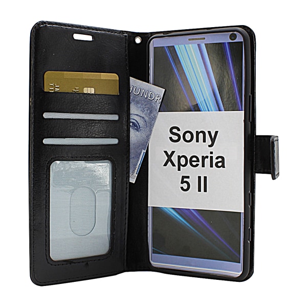 Crazy Horse Wallet Sony Xperia 5 II (XQ-AS52) (Svart) Hotpink
