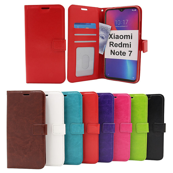 Crazy Horse Wallet Xiaomi Redmi Note 7 Turkos