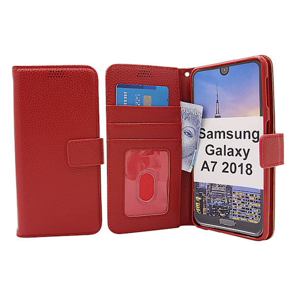 New Standcase Wallet Samsung Galaxy A7 2018 (A750FN/DS) Röd