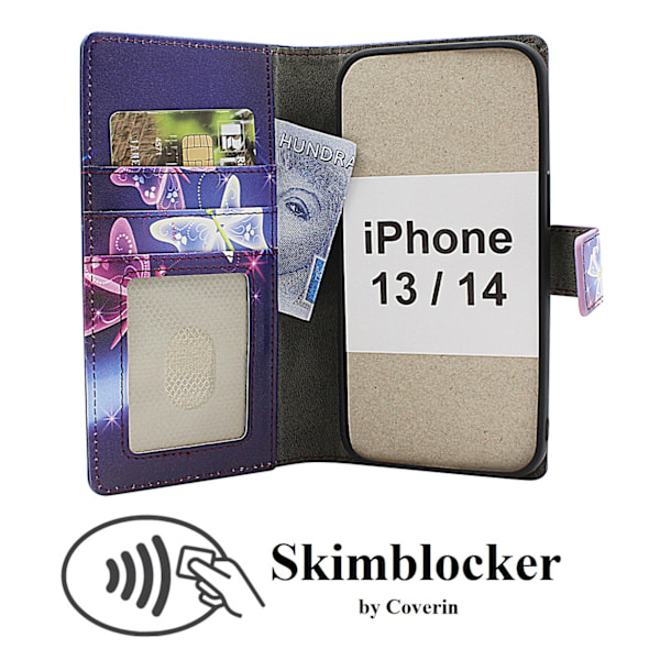 Skimblocker iPhone 13 / 14 Magnet Plånboksfodral Design