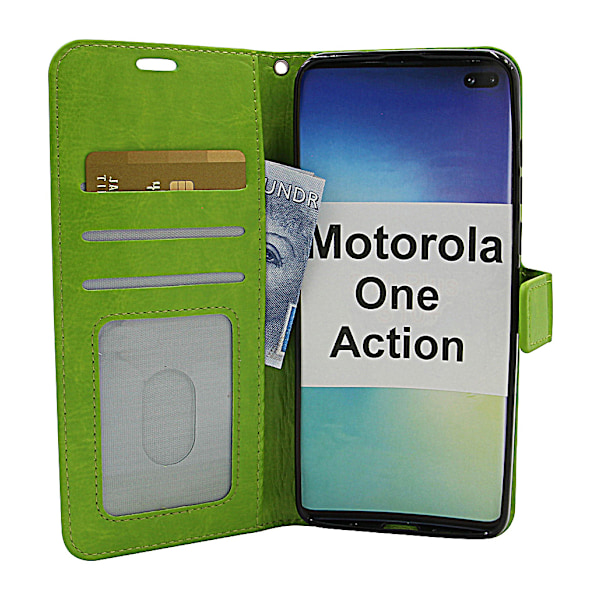 Crazy Horse Wallet Motorola One Action Grön